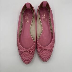 COACH Pink Signature Bow Ballet Flats